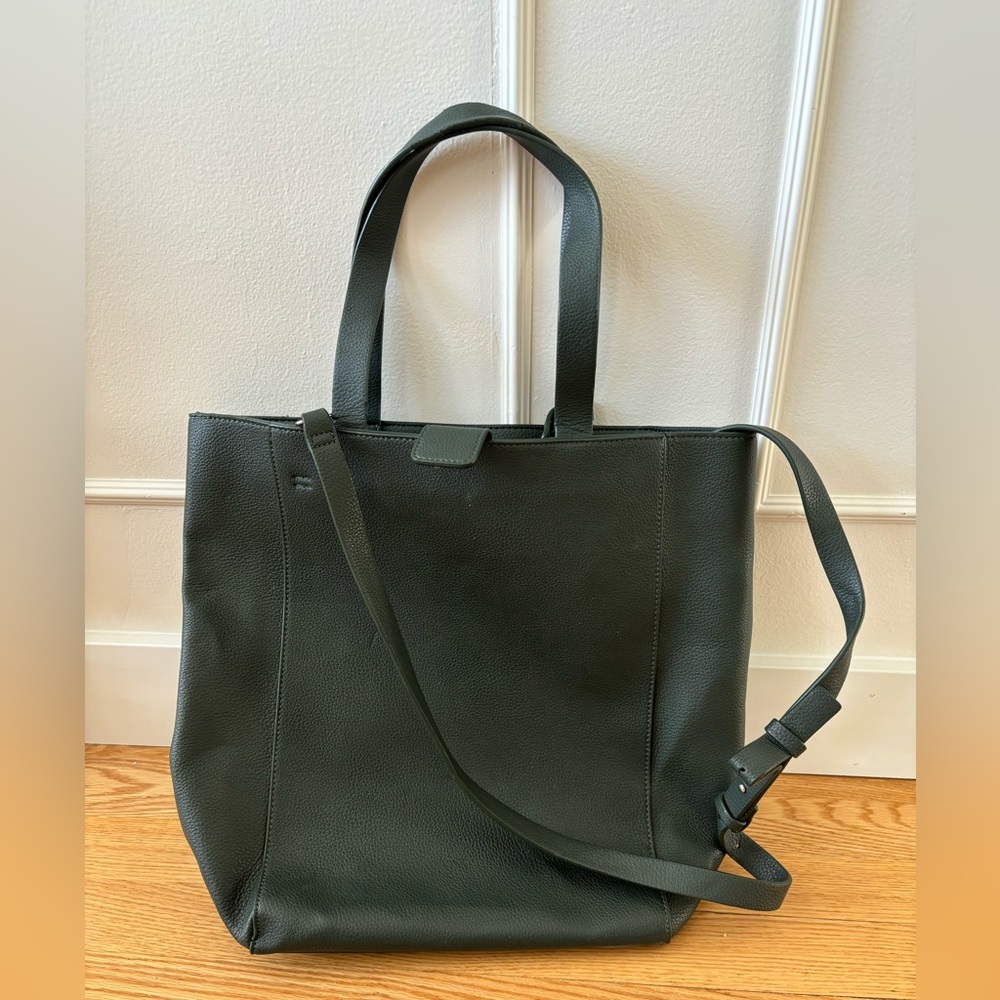 French Connection forest green leather/velour purse